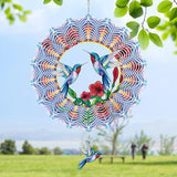 Hummingbird Wind Spinner Gifts for Women Metal Hanging Wind Spinner Metal Bird Wind Chimes House Yard Art Garden Decor (Hummingbird)