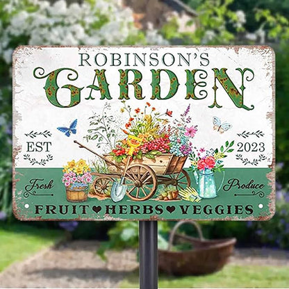Custom Metal Signs with Name Made in USA Personalized Vintage Garden Sign Waterproof Vintage Decorative Metal Print for Wall Decor Customized Home Garden Ideas Gifts Artwork Prints for Yard Ourdoor