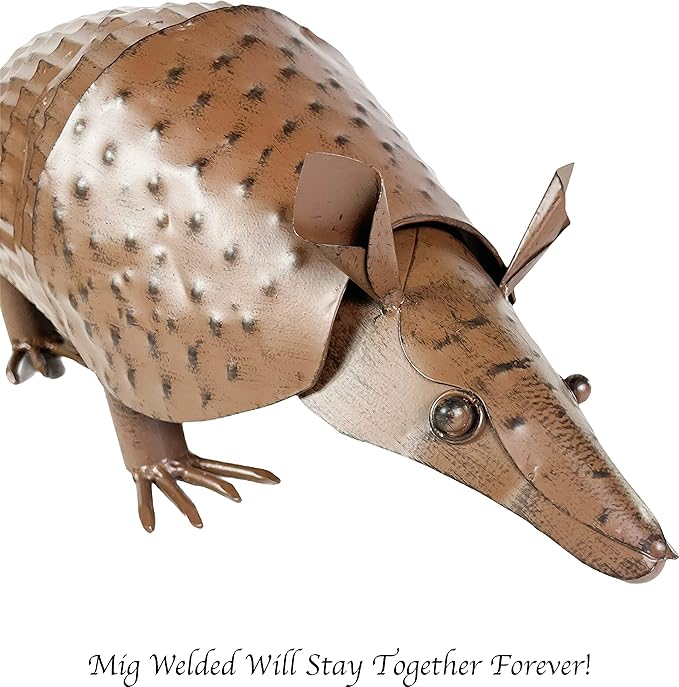 Urbalabs Metal Yard Art Springy Metal Armadillo Figure Texas Western Decor Medium 11 Inch Metal Garden Decor Outdoor Statues Metal Yard Art Sculptures Rustic Yard Decorations (11 Inch)