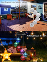Christmas Solar Wind Chimes for Outside, Color Changing Ball Christmas Decorations Wind Chimes Outdoor Solar Hanging Lights for Garden Yard Patio Party, New Year Birthday Gifts for Mom Women Grandma