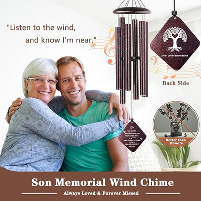 Memorial Wind Chimes for Loss of Son, 32" Sympathy Wind Chimes in Memory of Son