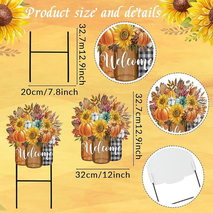 Amyhill 1 Pcs Outdoor Decor Garden Stakes 25 Inch Welcome Yard Signs Decorations Outdoor Decorative Garden Stakes Decorations Patio Lawn Walkway (Fall)