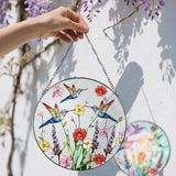 8 Inch Hummingbirds Stained Glass Suncatcher, Stained Glass Window Hanging, Window Hanging Decor, Hummingbird Sun Catcher, Gifts for Women Mom Grandma, Mother Day, Birthday, Christmas