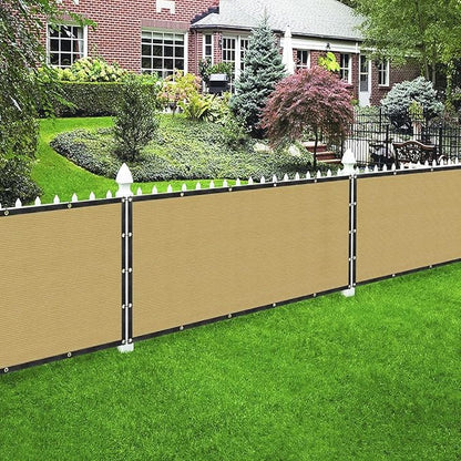 Houssity Beige 3' x 98' Balcony Deck Fence Privacy Screen Cover Panel Shade Cloth Fabric for Chain Link Fence Patio Pool Railing Driveway Walkway Porch Playground Dog Kennel Residence Commercial Use