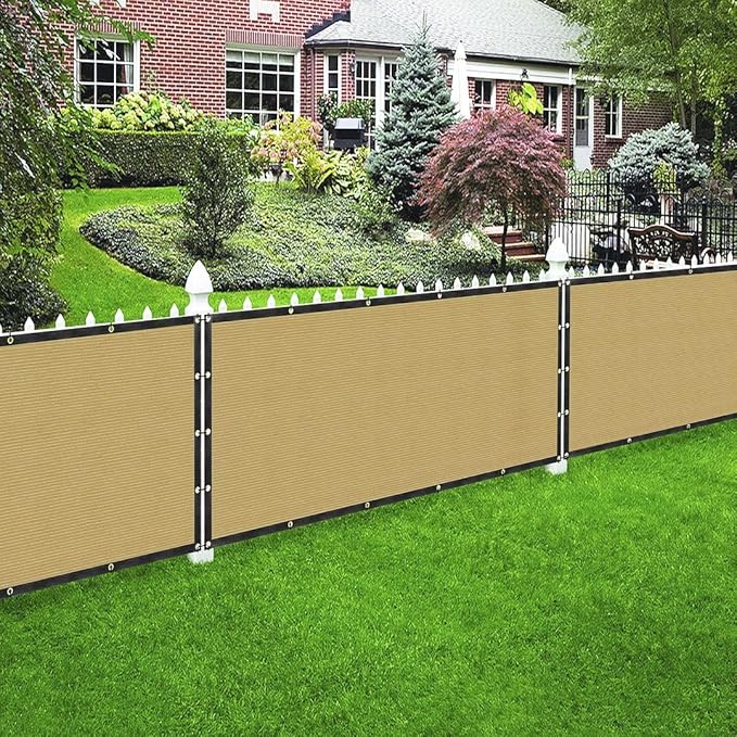 Houssity Beige 3' x 84' Balcony Deck Fence Privacy Screen Cover Panel Shade Cloth Fabric for Chain Link Fence Patio Pool Railing Driveway Walkway Porch Playground Dog Kennel Residence Commercial Use