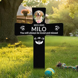 Custom Dog Grave Markers Outdoor with Pet Breed Icons, Personalized Metal Waterproof Rustproof Pet Grave Markers, Dogs Headstone for Garden Yard, Sympathy Gift for Loss of Dog (Style 1)