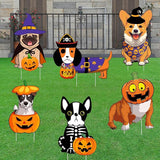 6 PCS Halloween Dog Decorations Cute Halloween Yard Sign with Stakes Dog Yard Decorations Halloween Yard Decorations Outdoor Signs