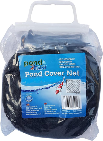 Medium Water Garden Koi Fish Pond Heron Defense Kit, Includes Heron Decoy and Pond Cover Netting, Protects Koi Fish from Blue Heron Birds, Cats & Predators – Reusable & Stakes Included