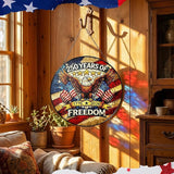 Leinuosen 250 Anniversary of Stained Glass Suncatcher 250th Anniversary Hanging Decoration 1776-2026 Us Window Stained Ornament for Patriotic People American Independence Freedom Day Gift Decoration