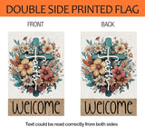 Welcome Cross Flowers Garden Flags 12x18 Vertical Double Sided, Easter Spring Summer Yard Flag for Outside Religious Decor, He Is Risen Holiday Outdoor Seasonal Decorations for Home