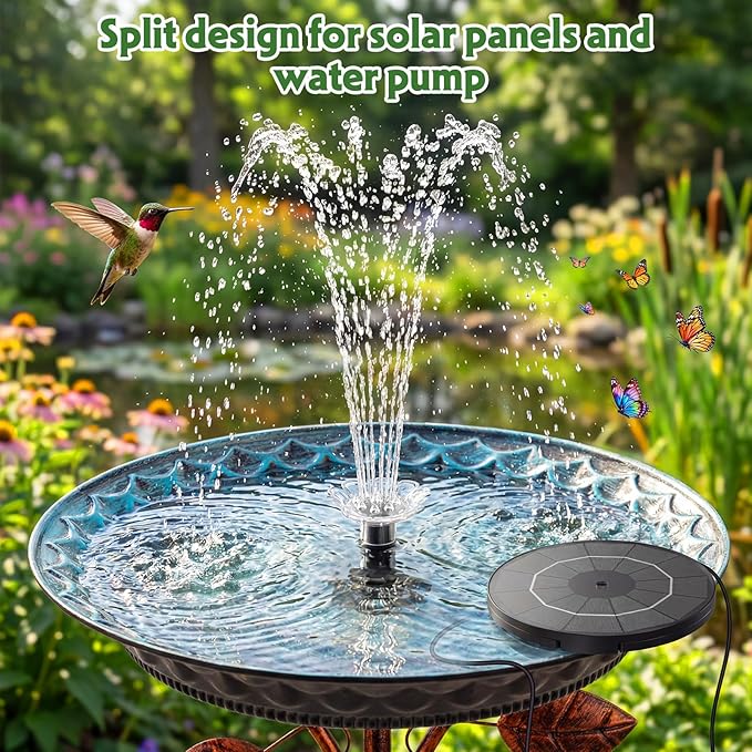 AISITIN 3.5W Solar Fountain Pump Upgraded 2026, Solar Water Fountain DIY Kit with 8 Nozzles & 3 Fixed Bracket & 9.8ft Cord for Garden, Bird Bath, Ponds, Fish Tank, Aquarium, Courtyard and Outdoor