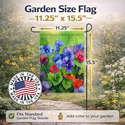 Caroline's Treasures Illinois Violet in Watercolor Garden Flag Mailbox Flag Decorative Yard Flag Banner Outside Patio Artwork Yard Flower Beds, Garden Size, Multicolor