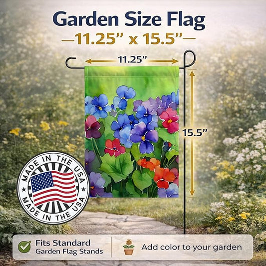 Caroline's Treasures Illinois Violet in Watercolor Garden Flag Mailbox Flag Decorative Yard Flag Banner Outside Patio Artwork Yard Flower Beds, Garden Size, Multicolor