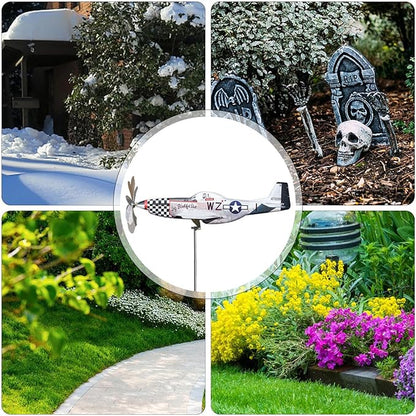 Airplane Wind Spinner, Airplane Weather Vane for The Yard Garden Wind Sculpture Windmill Aircraft Pinwheel Metal Handmade A-irplane W-eathervanes Windmill Outdoor Courtyard Decor Garden Pinwheels