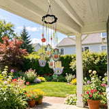 Wind Chimes Outdoor Decor, Metal Memorial Windchimes Hanging Decoration for Garden Home Yard and Christmas Tree,15'' Hamsa Hand Evil Eye Chakra Glass Beaded Design Christmas Decor
