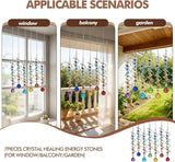 7 Chakra Crystal Sun Catcher Hanging Crystal Prisms Ornaments with 20mm Rainbow Beads for Window Garden Indoor Home Decor