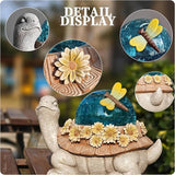 Solar Resin Turtle – Garden Decor Ornament with Floral Design,Cute Animal Statue for Outdoor, Patio, Yard Decoration,Home Unique Birthday Housewarming Gifts for Moms Women Dad Grandparents