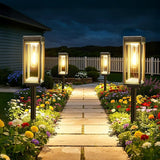 WdtPro Bright Solar Pathway Lights Outdoor, 4 Pack Solar Powered Garden Lights Waterproof, Auto On/Off Outdoor Lighting for Lawn Patio Walkway Driveway Path Yard Decor