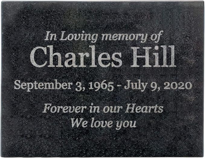 Customized In Loving Memory Black Granite Memorial or Sympathy Gift. Offered in a Variety of Sizes to Meet your Needs and Budget (8.5 x 11 x .4")