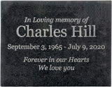 Customized In Loving Memory Black Granite Memorial or Sympathy Gift. Offered in a Variety of Sizes to Meet your Needs and Budget (8.5 x 11 x .4")