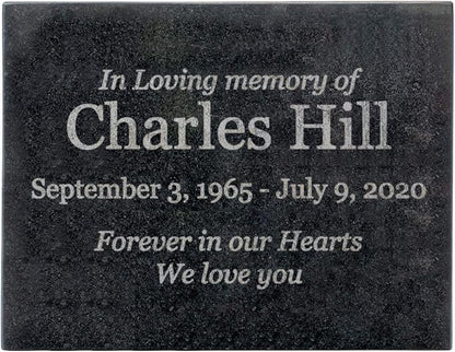 Customized In Loving Memory Black Granite Memorial or Sympathy Gift. Offered in a Variety of Sizes to Meet your Needs and Budget (8.5 x 11 x .4")