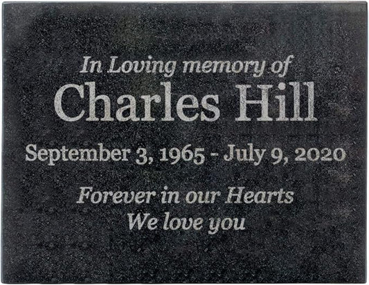 Customized In Loving Memory Black Granite Memorial or Sympathy Gift. Offered in a Variety of Sizes to Meet your Needs and Budget (8.5 x 11 x .4")