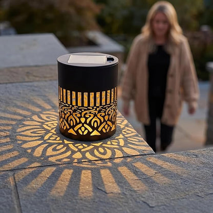 Decorative Solar Mandala Lights, Metal Outdoor Step Wall Lights, Waterproof Solar Powered Mandala Fence Lights for Garden Patio Yard Decor,Eco-Friendly & Easy Install (2)