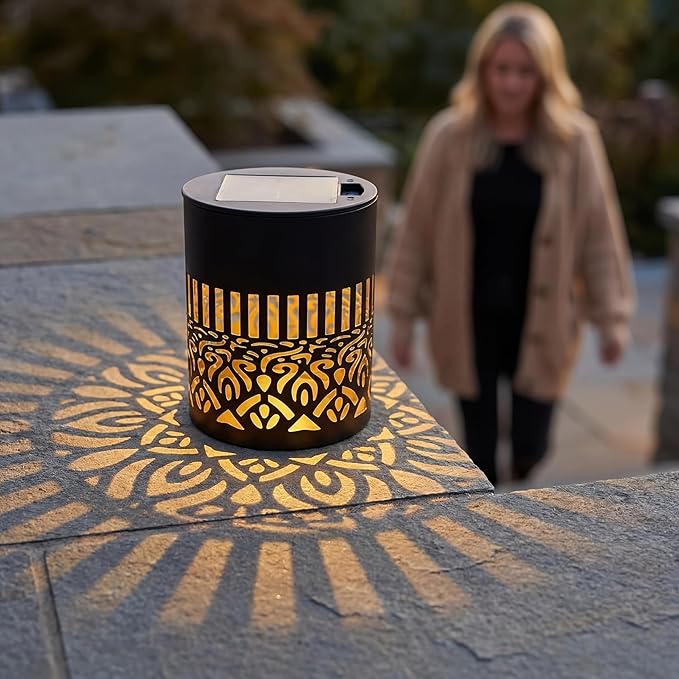 Decorative Solar Mandala Lights, Metal Outdoor Step Wall Lights, Waterproof Solar Powered Mandala Fence Lights for Garden Patio Yard Decor,Eco-Friendly & Easy Install (4)