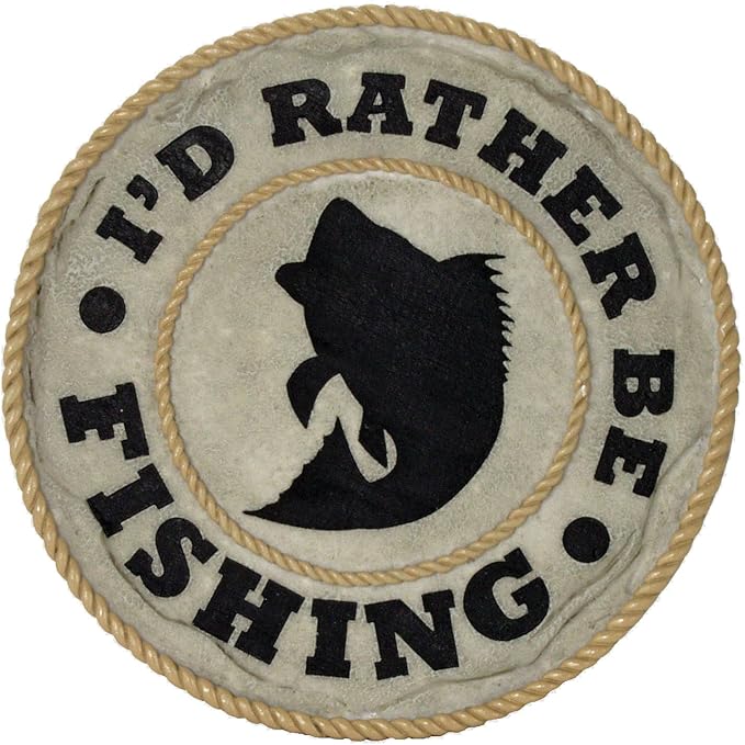 Spoontiques - Garden Décor - I'd Rather Be Fishing Stepping Stone - Decorative Stone for Garden