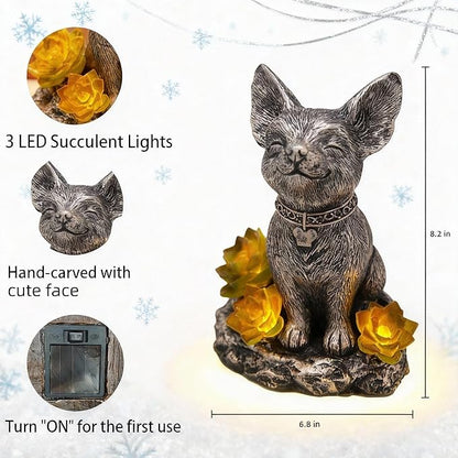 IVCOOLE Solar Dog Statue - Garden Resin Dog Figurine with Solar Lantern & Ourdoor Decorations for Patio Porch Lawn and Yard - Ideal Gift for Dog Lovers, Moms & Grandmas