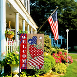 4th of july Garden Flag Patriotic Welcome Garden Flags for Outside American Independece Yard Flags 12 * 18 inch Double Sided Burlap Yard Decoration