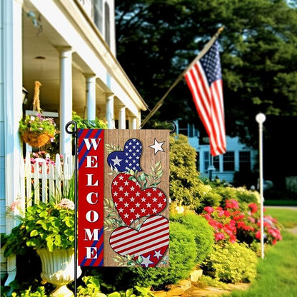 4th of july Garden Flag Patriotic Welcome Garden Flags for Outside American Independece Yard Flags 12 * 18 inch Double Sided Burlap Yard Decoration