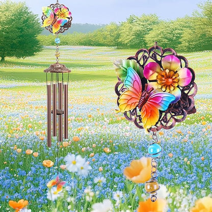 Butterfly Wind Chimes for Outside 32in, Butterfly Gifts for Mom, Grandma, Women, Friends, Sister, Girl, Female,Wife,Coworker for Birthday Thanksgiving Christmas Mothers Day