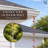 Monarch Rain Chains Pure Copper Eastern Cups Rain Chains for Gutters – 8.5 ft Decorative Rainchain Outdoor Durable Heavy Duty Gutter Chain Downspout Replacement, Modern Rainchains for Outside