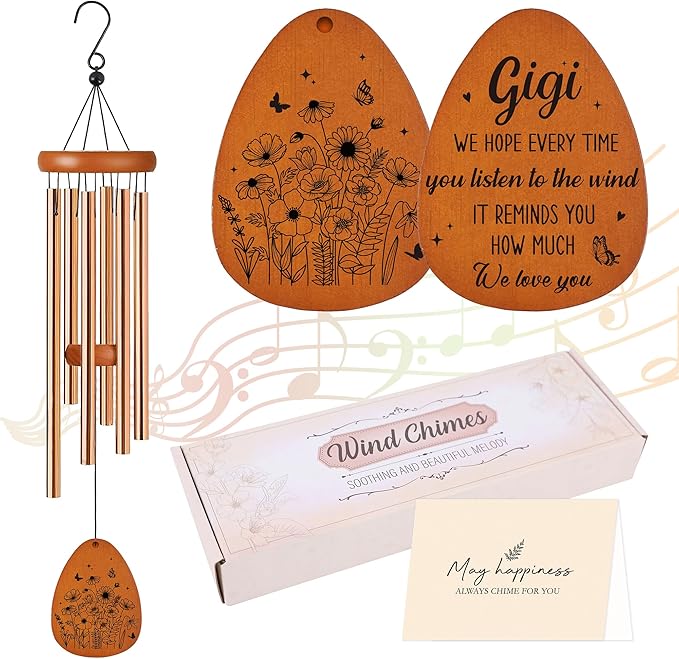 Gigi Wind Chimes for Outside, Gifts for Gigi Windchimes Outdoors for Patio Porch Garden Yard Hanging, Mothers Day Birthday Gifts for Gigi Grandma from Grandkids