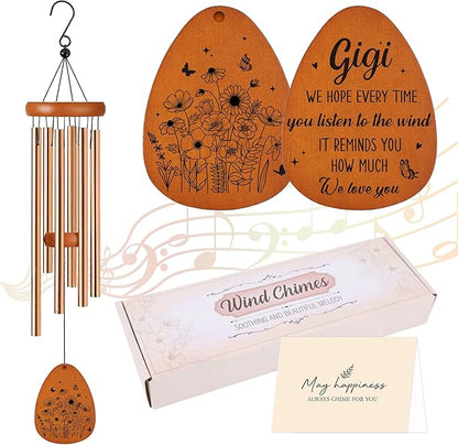 Gigi Wind Chimes for Outside, Gifts for Gigi Windchimes Outdoors for Patio Porch Garden Yard Hanging, Mothers Day Birthday Gifts for Gigi Grandma from Grandkids