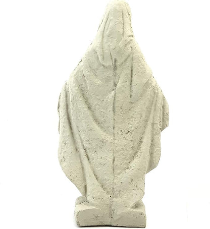 Traditional Virgin Mary Statue: Solid Durable Stone Statue with Distressed Texture. Perfect Home Design & Sealed for Outdoor Use. Handcrafted USA. (Classic/White)