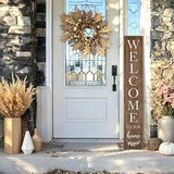 Summer Welcome Sign for Front Door, 47'' Brown Wooden Porch Sign Large Warm Greeting Door Sign Farmhouse Vertical Porch Sign Rustic Standing Welcome Yard Signs for Patio Outdoor Indoor Garden