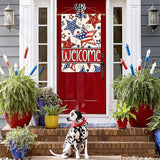 AVOIN colorlife Patriotic 4th of July House Flag 28x40 Inch Double Sided Outside, Welcome American Stars and Stripes Yard Outdoor Decoration
