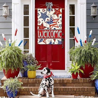 AVOIN colorlife Patriotic 4th of July House Flag 28x40 Inch Double Sided Outside, Welcome American Stars and Stripes Yard Outdoor Decoration