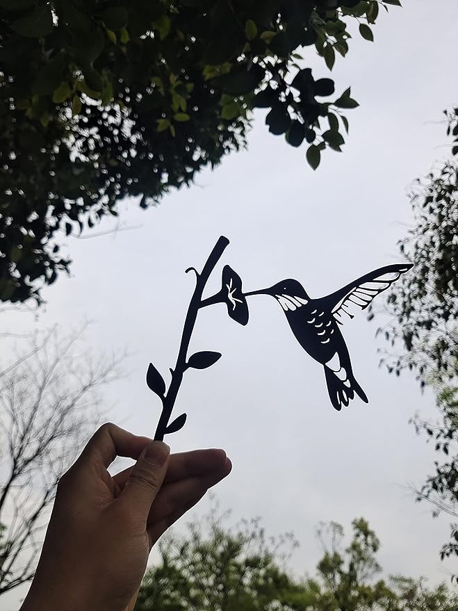 Steel Branch Bird Flowers Art Garden Decoration Outdoor Metal Tree Garden Stakes Shadow Sculpture Home Decor