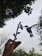 Steel Branch Bird Flowers Art Garden Decoration Outdoor Metal Tree Garden Stakes Shadow Sculpture Home Decor