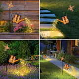 Gifts for Mom, Sunflower Butterfly Solar Lantern Outdoor Waterproof, Outside Metal Watering can Landscape Lights for Garden Yard Patio Decor Birthday Gifts for Women Grandma -with Pole
