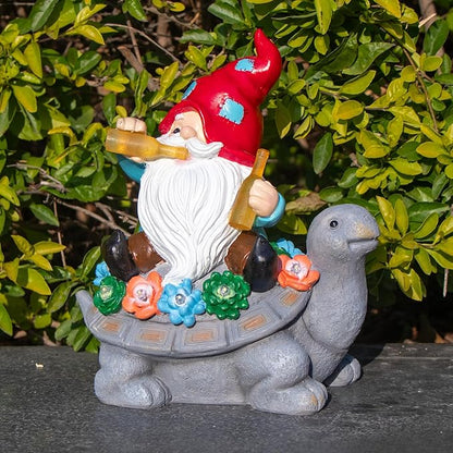 Gnome Garden Decor Statue with Solar Light Lantern, Turtle with Succulent Birthday Gifts for Women Mom Grandma, Funny Waterproof Resin Figurine Outdoor Decorations for Yard Patio Lawn Balcony Porch