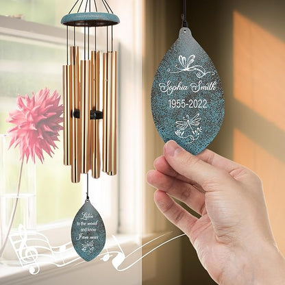 ASTARIN Personalized Name 35" Memorial Wind Chimes for Outside, Metal Sympathy Gifts for Loss of Mother Father Loved One, Bereavement Wind Chime in Memory Gift, Decor Garden Patio,Produced in USA