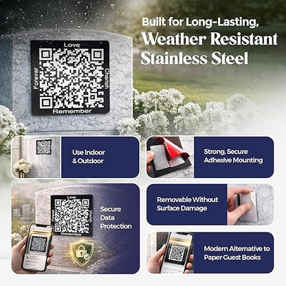 Memorial Slate Stone - Linked to The Digital Profile (TributePath), Memorial Plaque Sympathy Gift or Bereavement Gift, Memorial Gifts for Loss of Father, Mother, Brother Garden Slate Stone