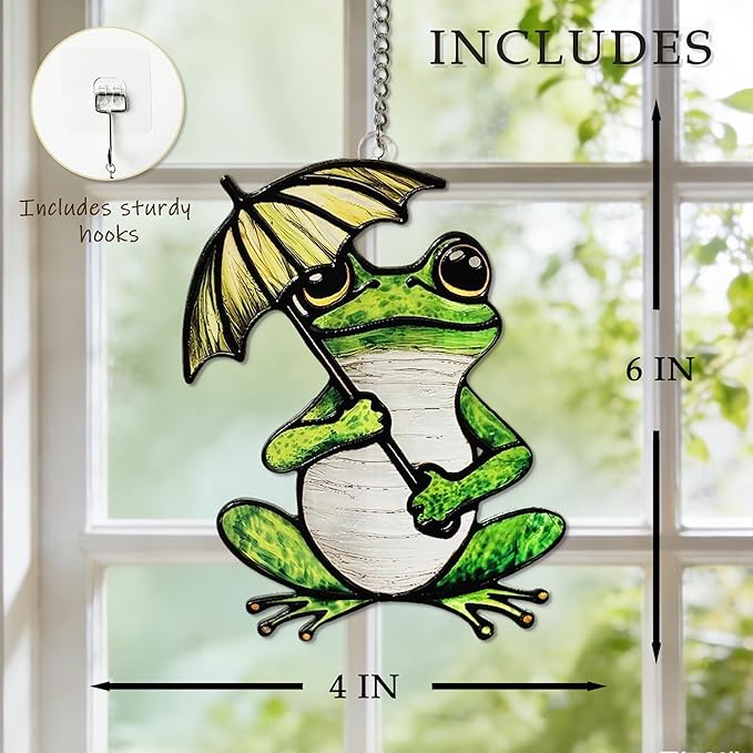 Frog Suncatcher, Stained Glass Frog Suncatcher Ornament, Frog Lovers Gift Ideas
