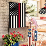 AVOIN colorlife Thin Red Line Firefighters and Fire Services Garden Flag 12x18 Inch Double Sided Outside, American Stars and Stripes Patriotic Yard Outdoor Decoration