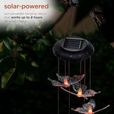Alpine Corporation 27" Tall Outdoor Solar Powered Wind Mobile with Color Changing LED Butterfly Lights