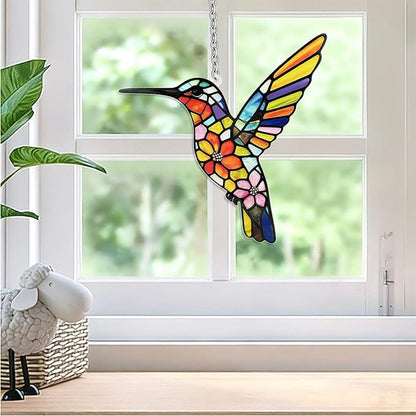 Stained Glass Suncatchers for Windows, Hanging Sun Catchers Indoor Window, Hummingbird Gifts for Bird Lovers